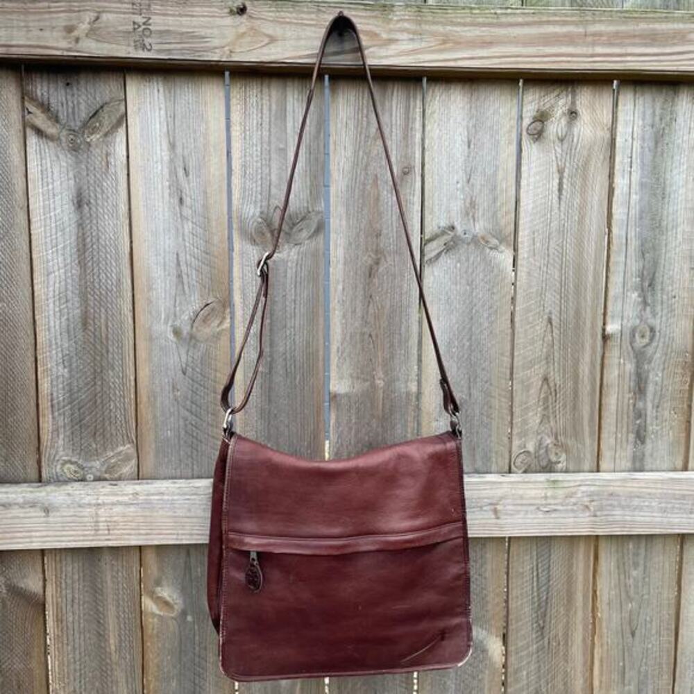 Vintage Frye Women's Leather Messenger Bag Shoulder Strap Brown